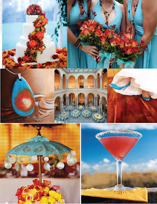 sunsets for a destination wedding in hues of teal yellow and orange