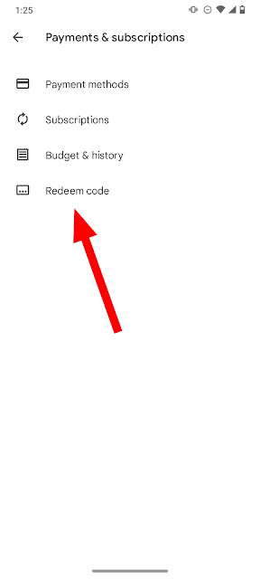Redeem code Google Play Gift Card