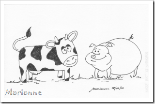 cow and pig cartoon