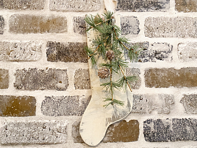 stocking on brick wall