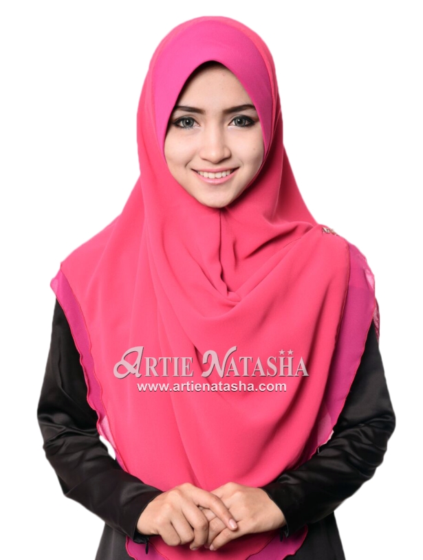 Tudung Natasha 2 Layer Muslimah Chiffon dengan Hard Awning 