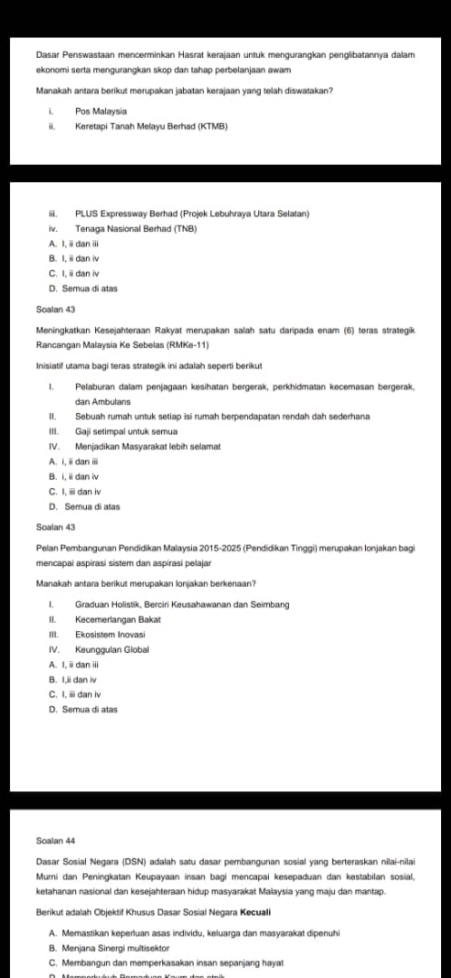 Himpunan Contoh Soalan Peperiksaan Memasuki Perkhidmatan 