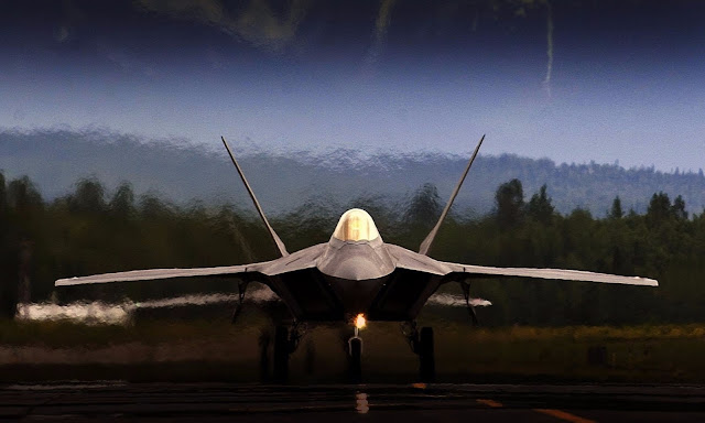 F-22 Raptor Lined Up Takeoff At Langley