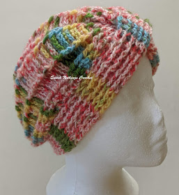 Sweet Nothing Crochet free crochet pattern blog, free crochet pattern for a turban cap, photo right side profile of turban cap