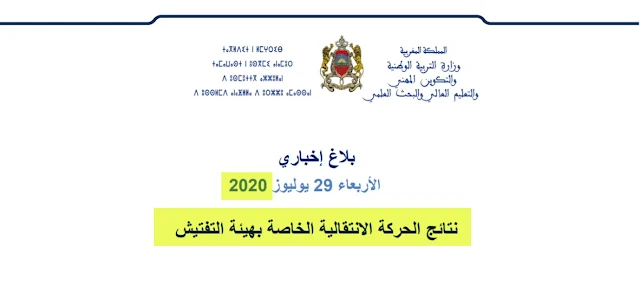 نتائج الحركة الانتقالية الخاصة بالمفتشين 2020