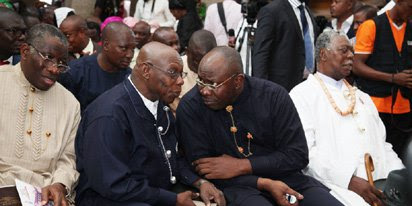 Obasanjo, Jonathan attend church service in Otuoke