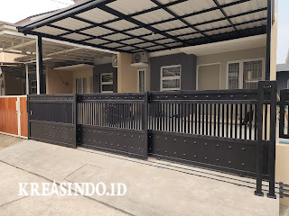 Pintu Pagar Triple Sliding di Rumah Bpk Diko Tanah Baru Residence Bogor