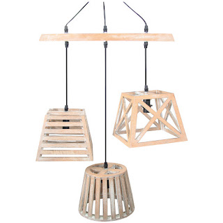 BURNT NATURAL 3-SHADE WOODEN PENDANT LIGHT