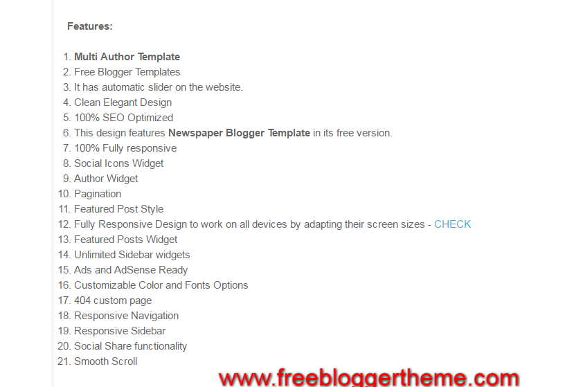 Stylish blogger template features