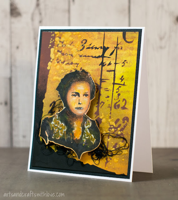 Card with stencilled background