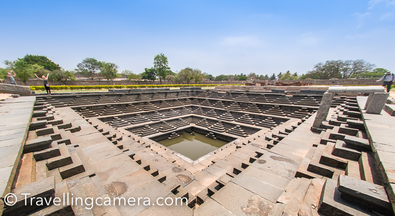 Here is a photograph of water source near the main mahal of Vijayanagara kingdom. Is surrounded by huge land full of ruins.