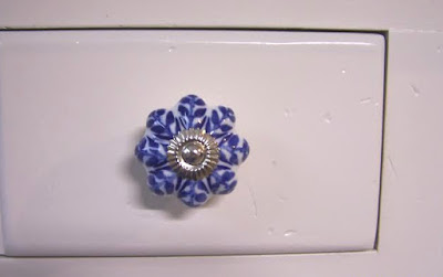 hand painted blue ceramic knob