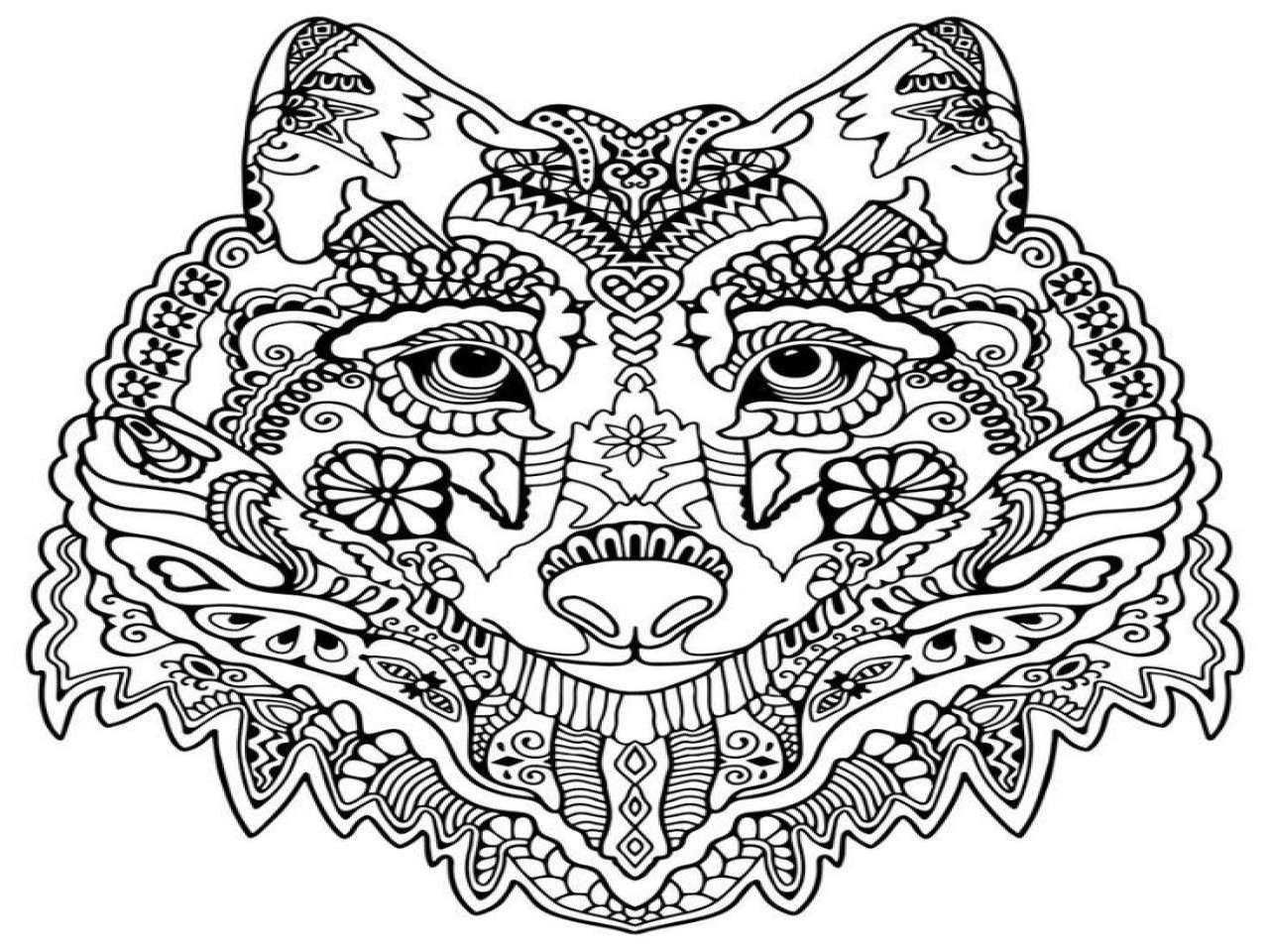Fox Coloring Pages For Adults Wolf Mandala