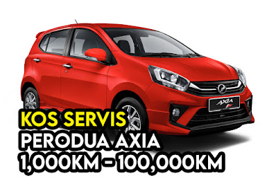 Kos Servis Perodua Axia 1000km - 100000km