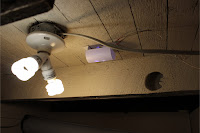 Styrene light diffuser box installed beside main layout mini-spiral florescent bulbs