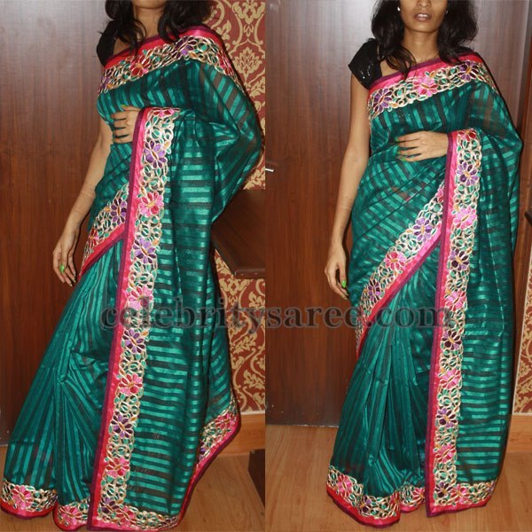 Jute Net Saree with Checks