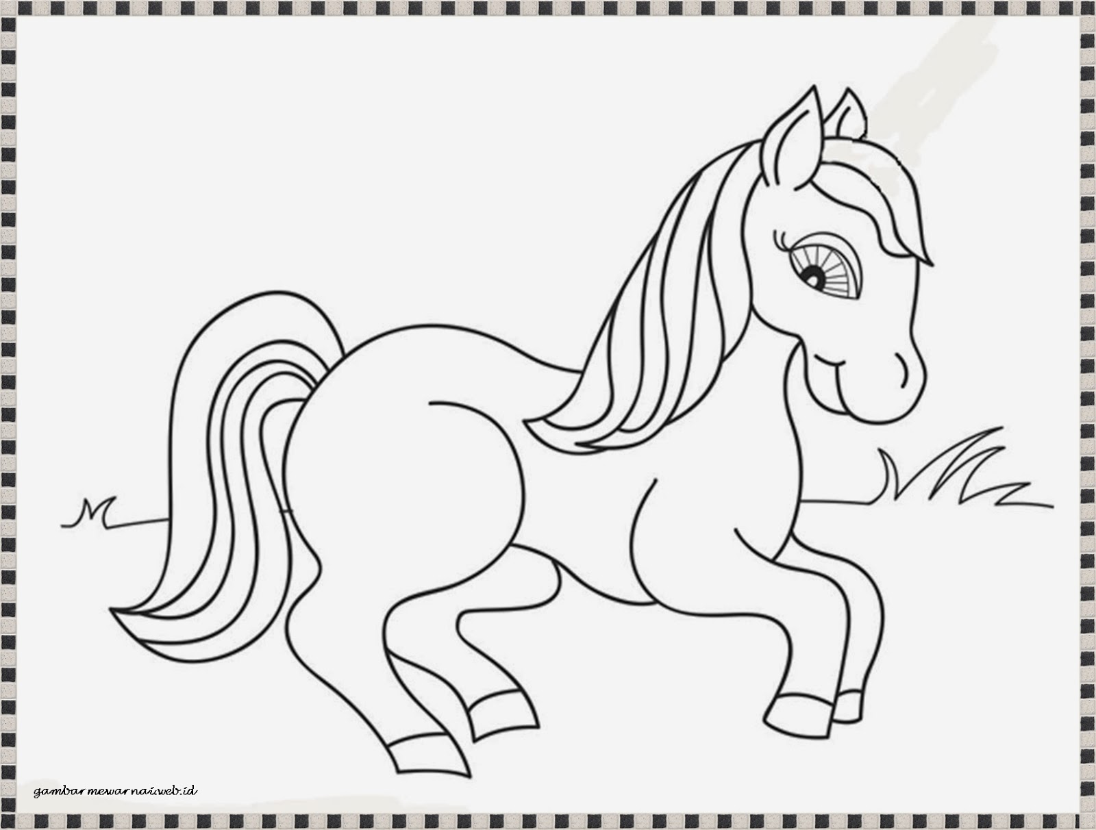 33 Gambar Kuda Kartun  Hitam Putih
