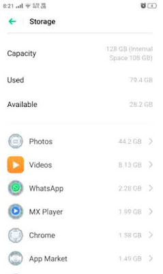 Phone Storage capacity checking