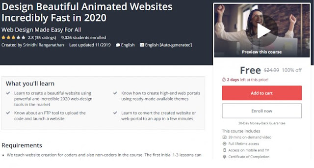 [100% Off] Design Beautiful Animated Websites Incredibly Fast in 2020| Worth 24,99$