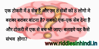 सेब की टोकरी - Math Riddles Image in Hindi With Answer