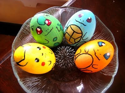 Huevos de Pascua de Pikachu, Bulbasaur, Squirtle y Charmander