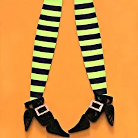 quilled witch shoes and striped stockings