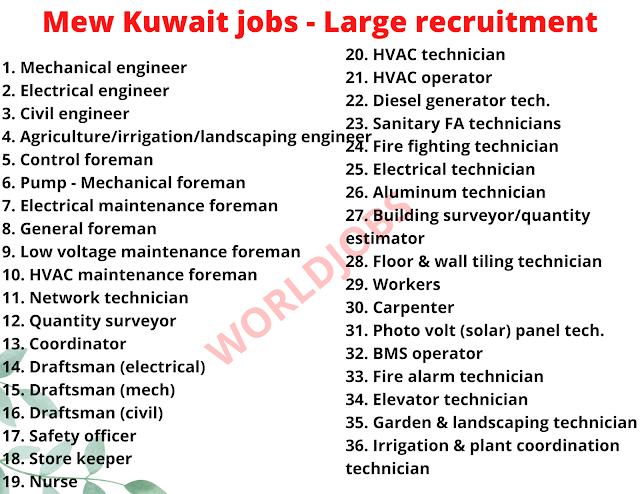 Mew Kuwait jobs - Large recruitment