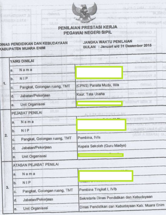 Contoh Format Daftar Nominatif Penilaian Kerja PNS Beserta Cara