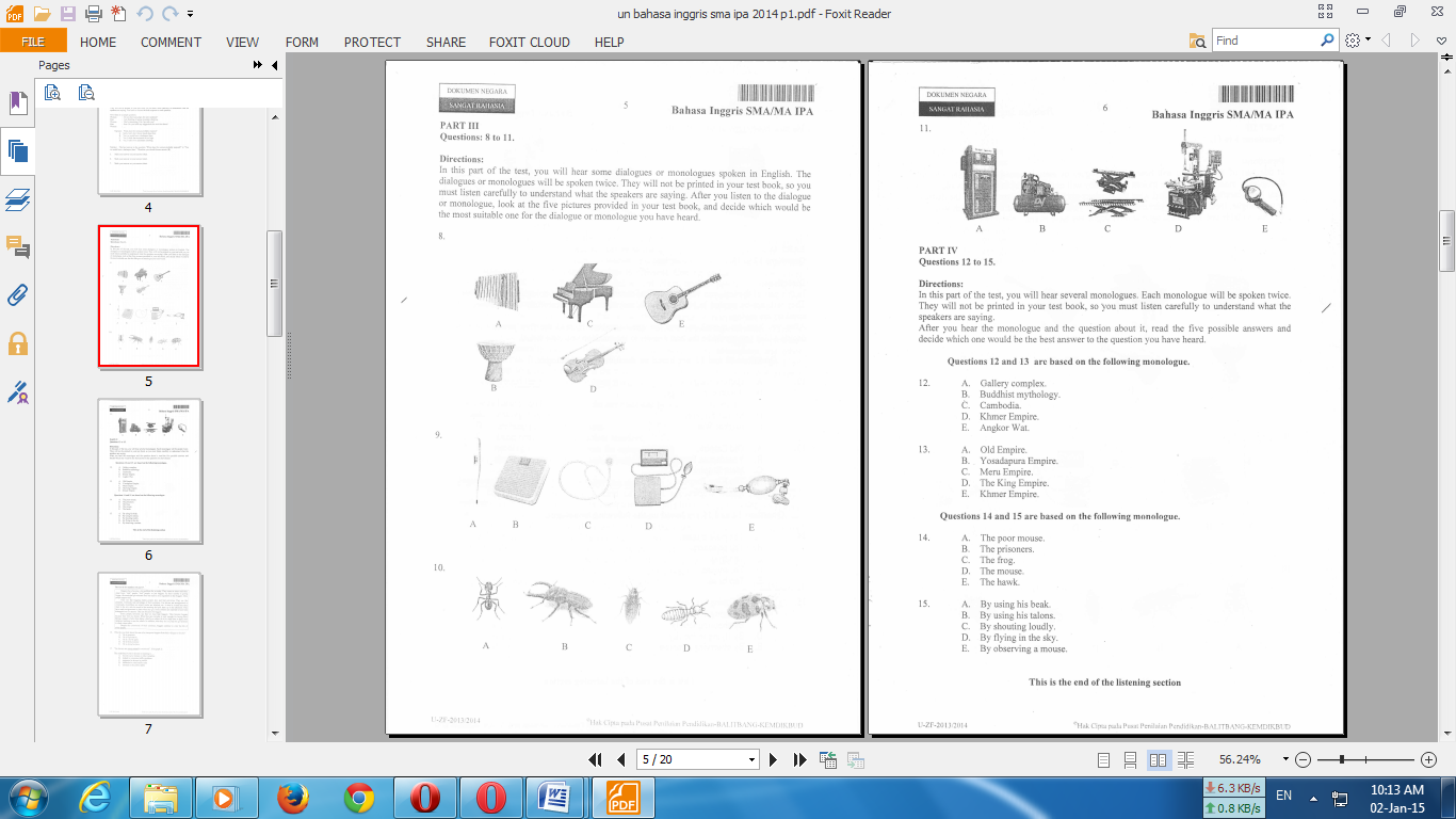 Gambar Asli Soal Listening Un Bahasa Inggris Sma 2014