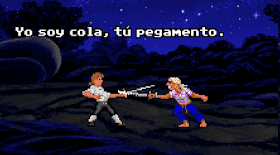 Lucha insultos Monkey Island - yo soy cola tu pegamento