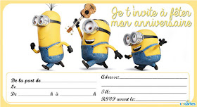 carte d'invitation anniversaire gratuite les Minions