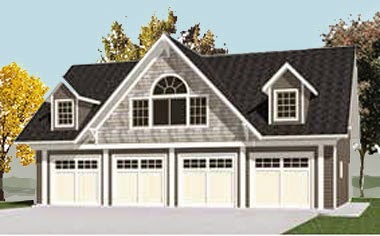  Craftsman Carriage House Style 4 Car Garage Plans 2402-1 by Behm Design