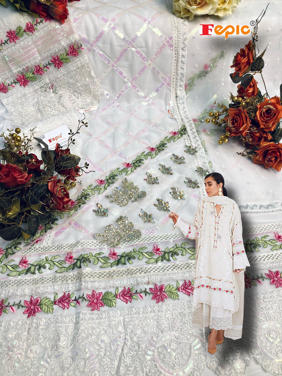Buy Georgette Embroidery Rosemeen C 1226 Fepic Pakistani Sal