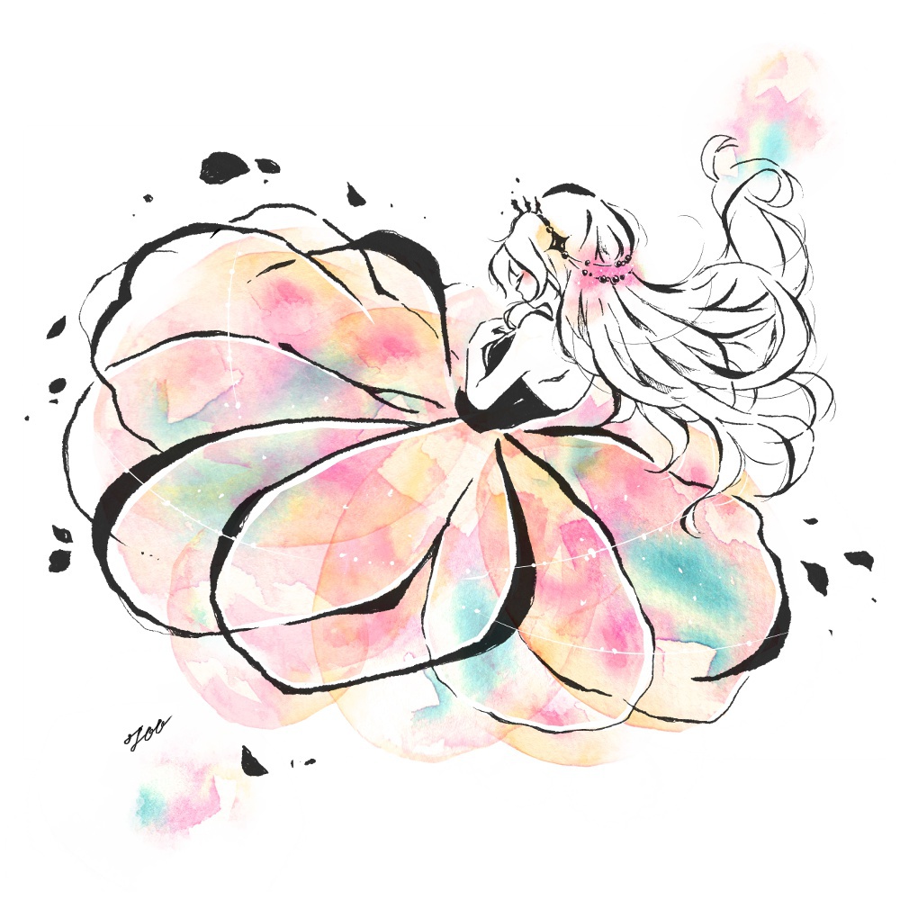 透明感のある女の子と花のドレスのイラスト かわいい絵 遠北ほのかのイラストサイト 透明感のある女の子と花のドレスのイラスト かわいい絵 遠北ほのかのイラストサイト