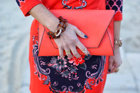 Zara orange clutch, knuckle ring, Dale Grey Vintage Reese bracelet, Fashion and Cookies, fashion blogger