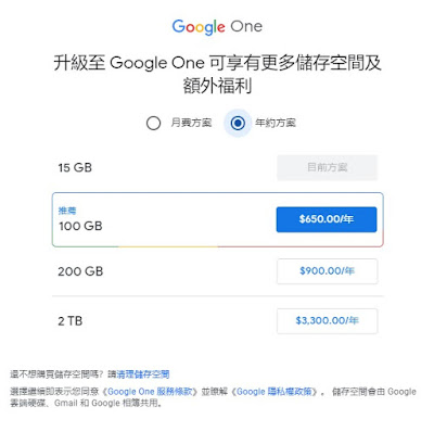 Google One費用