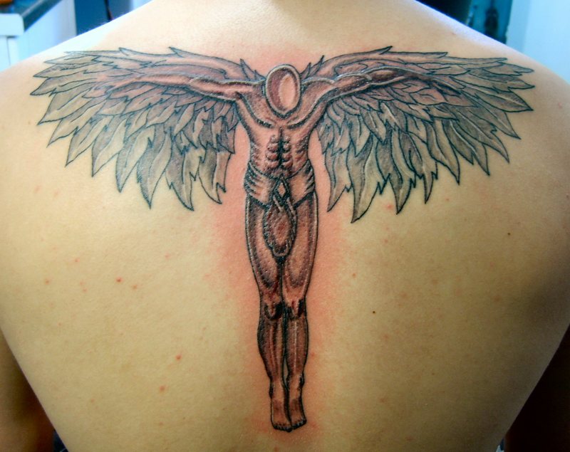 Angel Tattoo on Back Women