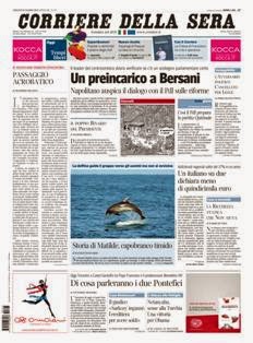 Corriere della Sera del 23 Marzo 2013 | ISSN 1120-4982 | TRUE PDF | Quotidiano | Cronaca | Politica
Il Corriere della Sera è uno storico quotidiano italiano, primo per diffusione, con 445.000 copie di media giornaliera nel luglio 2012. Ha sede a Milano ed è pubblicato da RCS MediaGroup.
Il Corriere della Sera nacque nel febbraio del 1876 quando Eugenio Torelli Viollier, direttore de La Lombardia, e Riccardo Pavesi, editore della medesima, decisero di fondare un nuovo giornale.