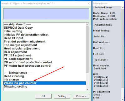 Resetter Epson L360 Adjustmen Program