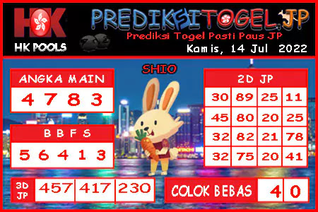 Prediksi Togel Hongkong JP Kamis 14 Juli 2022