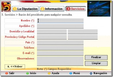 Formulario del portal de la Diputación de Huesca para TDT