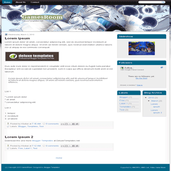 free blogger template GamesRoom blogspot template