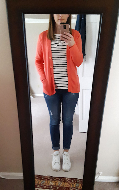 Vintage cardigan, striped top and cardigan