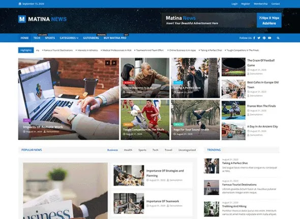 Matina News v1.0.4 – Creative WordPress Magazine Theme
