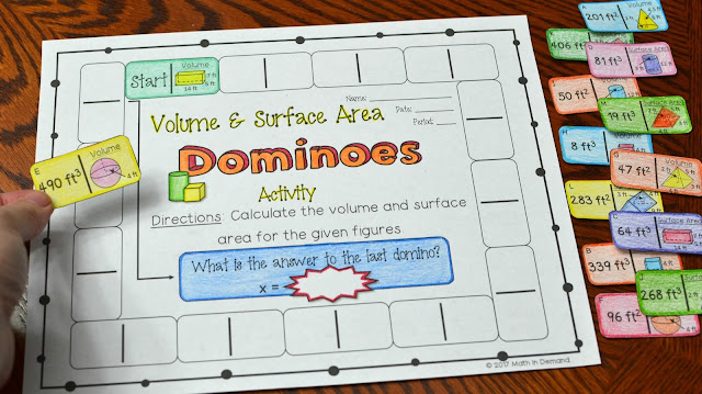 Volume and Surface Area Dominoes Activity