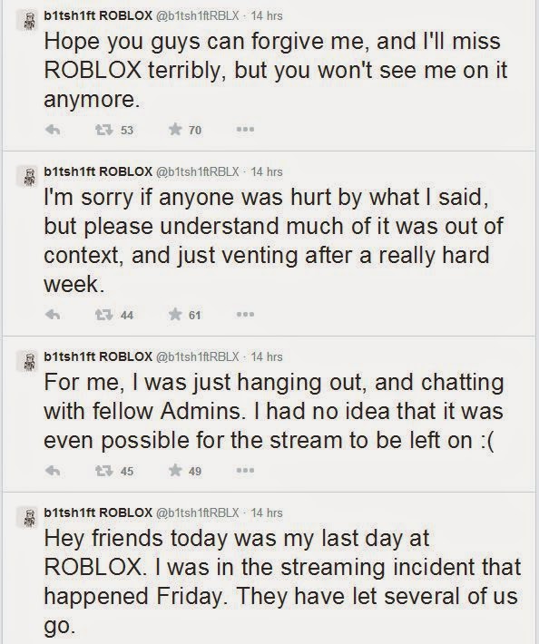 Unofficial Roblox Roblox Admins Fired After Twitch Incident 24th October 2014 - roblox twitch incident 2014