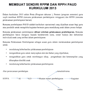 Cara Mudah & Contoh Membuat RPPM dan RPPH PAUD Kurikulum 2013 Lengkap