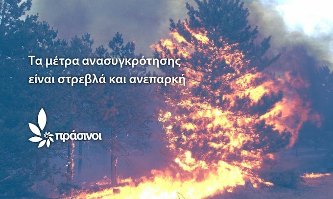 Πράσινοι: Κυνική ομολογία του πρωθυπουργού: Τις κυβερνητικές προτεραιότητες αποτυπώνει η καταστροφή των δασών