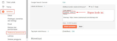 blogger PERINGATAN "DIINDEX, MESKI DI BLOKIR OLEH ROBOT.TXT" 