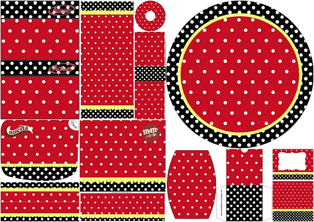 Red, Black and White Polka Dots: Free Printable Candy Bar Labels.